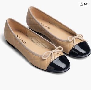 Elegant Beige and Black Quilted Flats